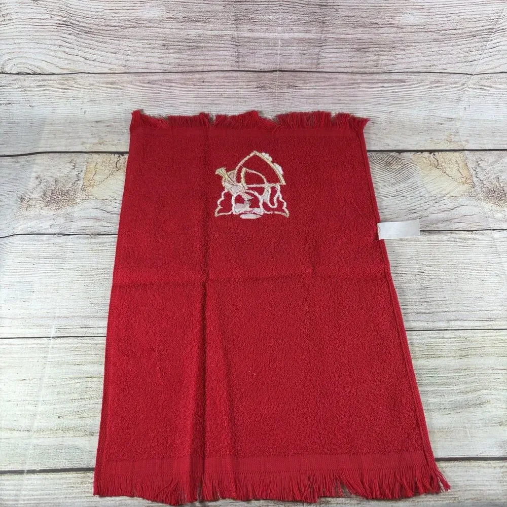 Vintage Christmas Hand Towels Lot 3 Embroidered Fringe Snowman Sleigh 11x16